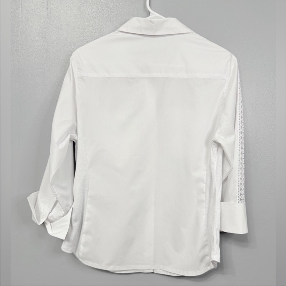 Zac & Rachel White Lace Eyelet Sleeve Blouse Top Size S - Picture 3 of 6
